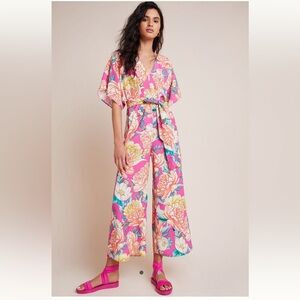 Anthropologie x Farm Rio Floral Jumpsuit size Small Petite